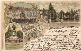 Brussels with the statue of Egmont and Horne litho