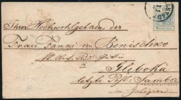 ~1855 9kr MP III. levélen "(KAR)LSTADT" - "SAMBOR" - Gleboka, ~1855 9kr MP III on cover "(KAR)LSTADT" - "SAMBOR" - Gleboka