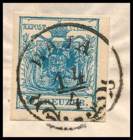 ~1855 9kr MP IIIb on cover sent abroad, "BAJA" - "BRESLAU" (missing flap) ~1855 ...