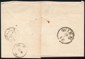 ~1855 9kr MP IIIb on cover sent abroad, "BAJA" - "BRESLAU" (missing flap) ~1855 ...