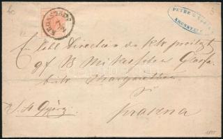 1855 3kr MP III with small plate variety on cover "KRONSTADT" - Kraszna, 1855 3kr MP III kis lemezhibával (fehér folt a 3-ban) levélen "KRONSTADT" - Kraszna