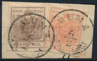 1850 3kr + 6kr (utóbbi enyhén üreges nyomat) "RUMA"