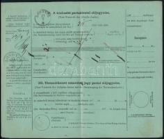 1876 10kr díjjegyes Posta-utánvételi jegy Színes számú 3kr díjkiegészítéssel "BUDAPEST FŐPOSTA&...