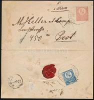 ~1872 5kr díjjegyes boríték Réznyomat 10kr díjkiegészítéssel ajánlott levélként 3 nyelvű szabadkai bélyegzéssel (Gudlin 400 pont)