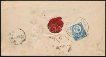 ~1872 5kr díjjegyes boríték Réznyomat 10kr díjkiegészítéssel ajánlott levélként 3 nyelvű szabadkai b...