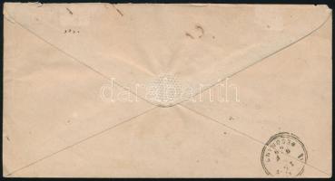 1869 5kr díjjegyes boríték 10kr díjkiegészítéssel ajánlott levélként Bécsbe