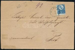 1873 2 x elfogazott Réznyomat 10kr hiányos ajánlott levélen "KUBIN" - Pest