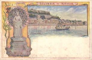 Namur with the Meuse river and the statue of Comtess D´Harscamp