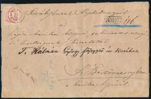 1875 4 db Színes számú 5kr ajánlott levélen "HAJDU DOROGH" - "DEBRECZEN AJÁNLOTT" - "HAJDUBÖSZÖRMÉNY"