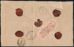 1875 4 db Színes számú 5kr ajánlott levélen "HAJDU DOROGH" - "DEBRECZEN AJÁNLOTT"...