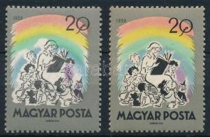 1959 Mese 20f erős színeltolódással. A szakirodalomban és a piacon ismeretlen rendkívül látványos nyomási eltérés!!!