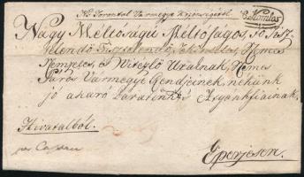 1818 Ex offo levél "B.Komlos" - Eperjes