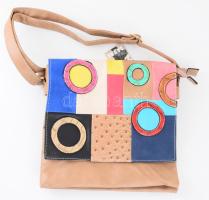 Bohém stílusú női táska, műbőr, újszerű, 29x30 cm