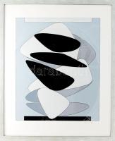 Victor Vasarely (1908-1997): Kavicsok (Kervilahuen-BL). Szitanyomat, papír, jelzett és számozott (14/90). Üvegezett fakeretben. 61x50 cm / Victor Vasarely (1908-1997): Kervilahuen-BL. Serigraphy on paper, signed and numbered (14/90). Framed. 61x50 cm