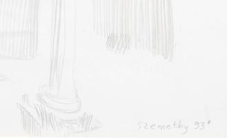Szemethy Imre (1945-): Santa Maria Maggiore-bazilika, Róma, 1993. Ceruza, papír, jelzett. Üvegezett ...