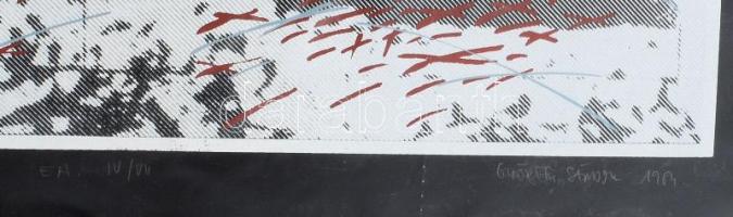 Győrffy Sándor (1951-): Fal (Mauer, berlini fal), 1984. Szitanyomat, papír, jelzett, művészpéldány E...