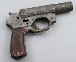Régi rakétapisztoly / jelzőpisztoly, hiányos, közepes állapotban, 22x15 cm