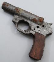 Régi rakétapisztoly / jelzőpisztoly, hiányos, közepes állapotban, 22x15 cm