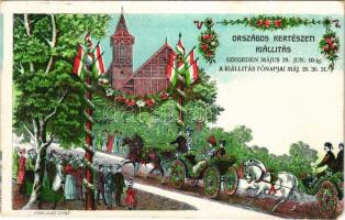 1909 Szeged, Országos Kertészeti Kiállítás, magyar zászló. Engel Lajos kiadása (EM)