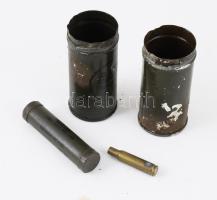 5 darabos militária tétel, közte 42. M. KRG. égőgyújtó doboz, bélyegjelzés, töltényhüvely