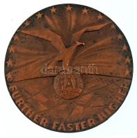 Franciaország 1990. "Nemzetközi Repülési Szövetség 1905?1990 / FAI - Tovább, Gyorsabban, Magasabbra" kétoldalas bronz emlékérem. Szign.: "Kozuch.M.90" (60mm) T:AU France 1990. "Federation Aeronautique Internationale 1905-1990 / FAI - Further Faster Higher" two-sided bronze commemorative medallion. Sign.: "Kozuch.M.90" (60mm) C:AU