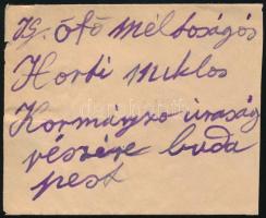 1940 Horthy Miklós kormányzónak címzett levélboríték