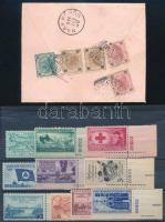 Ausztria 1904 expressz ajánlott levél Bécsből Nagykőrösre + USA 10 klf bélyeg