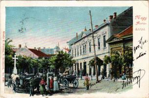 1901 Nagybecskerek, Zrenjanin, Veliki Beckerek; Erzsébet tér, Takarékpénztár, lovaskocsik. E. Watzke kiadása / square, savings bank, horse-drawn carriages (EK)