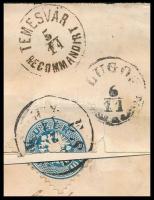 1864 / 1867 vegyes bérmentesítés!! 1867. nov. 2. 1864 10kr + 1867 5kr ajánlott levélen "ESSEK&q...