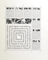 Papp Tibor (1936-2018): Legelve szavakkal (cím nélkül, vizuális költészet). Szitanyomat, papír. Jelzett. Számozott (4/40). 45,5x36 cm.