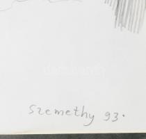 Szemethy Imre (1945-): Forum Romanum, Róma, 1993. Ceruza, papír, jelzett. Üvegezett fakeretben, 21x2...