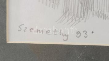 Szemethy Imre (1945-): Piazza del Popolo, Róma, 1993. Ceruza, papír, jelzett. Üvegezett fakeretben, ...