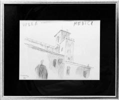 Szemethy Imre (1945-): Villa Medici, Róma, 1993. Ceruza, papír, jelzett. Üvegezett fakeretben, 21x29...