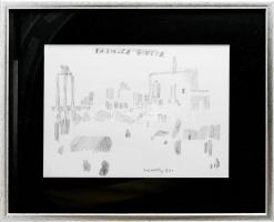 Szemethy Imre (1945-): Basilica Iulia, Róma, 1993. Ceruza, papír, jelzett. Üvegezett fakeretben, 21x...