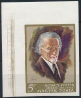 1968 Kodály Zoltán I. vágott ívsarki bélyeg ívszéli jelzéssel
