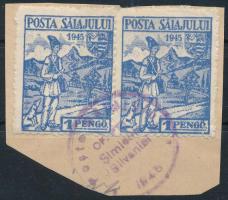 Zilah (II.) 1945 2 x 1P kivágáson, Bodor vizsgálójellel