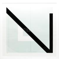 Konok Tamás (1930-2020): Kompozíció, 1993. Szitanyomat, papír, jelzett. Számozott: 75/17. Üvegezett fakeretben. 58×58 cm / Serigraphy on paper, signed, numbered: 75/17. .