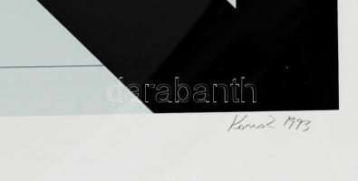 Konok Tamás (1930-2020): Kompozíció, 1993. Szitanyomat, papír, jelzett. Számozott: 75/17. Üvegezett ...