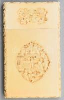 Faragott elefántcsont névjegykártyatartó, 9,5x5,5 cm