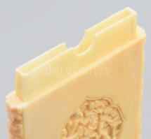 Faragott elefántcsont névjegykártyatartó, 9,5x5,5 cm