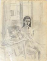 Basch Edit (1895-1980): 3 db rajz (női akt, női portré, férfi portré) vázlatfüzetből. Szén, papír, jelzés nélkül, egyiken olasz ny. felirattal. Feltehetően 1920-as/1930-as évek. 29x23 cm