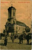 1908 Nagykikinda, Kikinda; Görögkeleti szerb (ortodox) templom, piac. No. 612. (W.L. ?) / Serbian Orthodox church, market (EK)