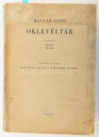 Magyar-zsidó oklevéltár VI. kötet. Sopron: 1600-1740. Gyűjtötte Házi Jenő. Szerk.: Grünvald Fülöp, és Scheiber Sándor. Monumenta Hungariae Judaica Tomus VI. Bp., 1961., Magyar Izraeliták Országos Képviselete, 679 p. Kiadói papírkötés, kopott, foltos borítóval, foltos lapokkal, a táblák meg vannak, de összeragadtak, ajándékozási bejegyzésekkel.