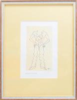 Kaján Tibor (1921-2016): Mélyponton (karikatúra). Tus, fedőfehér, papír, jelzett, 16x9 cm. Üvegezett...