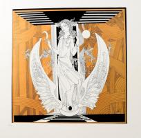 Szász Endre (1926-2003): Női alak. Nyomat, papír, jelzett a nyomaton, hátoldalán Profilart - Offset és Játékkártya Nyomda nyomtatott felirattal, paszpartuban, 38x38 cm