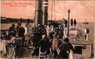 Constanta, Escursiune pe mare / sea excursion, steamship's board with passengers (b)