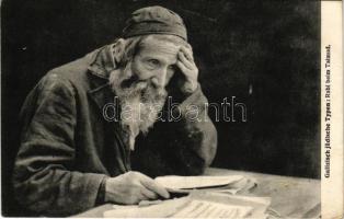 1915 Galizisch-jüdische Typen. Rabi beim Talmud / Galician-Jewish characters. Rabbi studying the Tal...