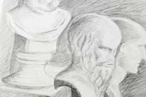 Nagy Judit Sára (-): 8 db tanulmányrajz (csendéletek, női arckép stb.), 2003 körül. Ceruza, papír, j...