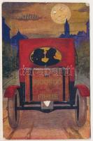 1928 Fiume, Rijeka; Ricordo di Fiume / leporellólap 10 kis képpel / leporellocard with 10 small pictures (gyűrődés / crease)