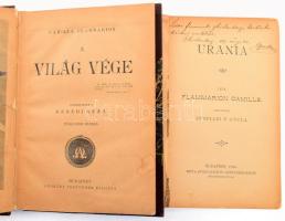 Camille Flammarion 2 műve:

A világ vége. Ford.: Kenedi Géza. Bp., én., Légárdy, 224+1 p. 8. kiadá...